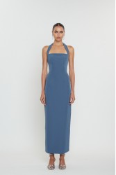 MIX AND MATCH Alba Midi Dress Blue Raf Μίντι Φόρεμα